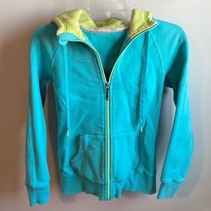 TNA / Aritzia Teal and Lime Green Hoodie
